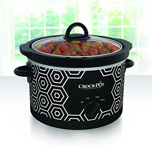 Crock-Pot 4.5 Quart Portable Slow Cooker – Black & White